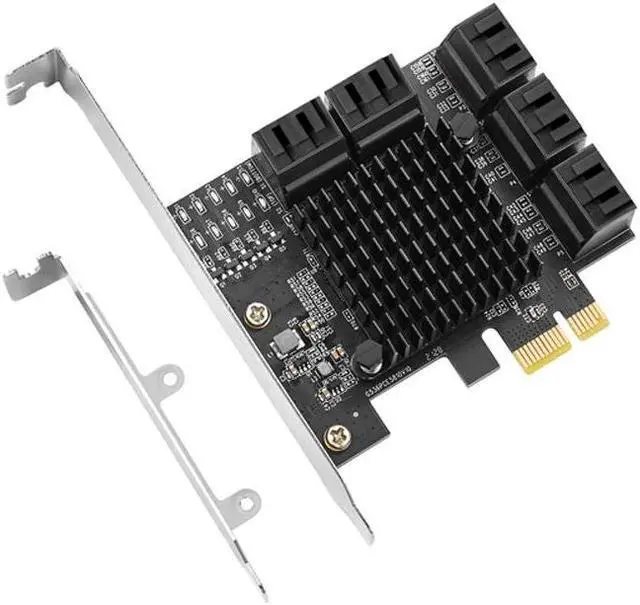 Alt view image 2 of 6 - Riser PCI Express PCIE SATA Extension Card SATA Controller Add On Cards PCIE X1 Gen3 10 Port SATA3.0 6Gb Adapter for Chia Mining