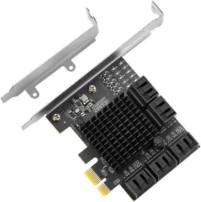 Alt view image 4 of 6 - Riser PCI Express PCIE SATA Extension Card SATA Controller Add On Cards PCIE X1 Gen3 10 Port SATA3.0 6Gb Adapter for Chia Mining