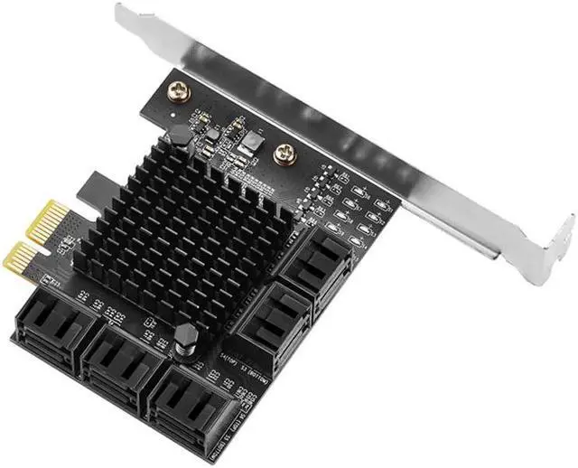 Alt view image 5 of 6 - Riser PCI Express PCIE SATA Extension Card SATA Controller Add On Cards PCIE X1 Gen3 10 Port SATA3.0 6Gb Adapter for Chia Mining