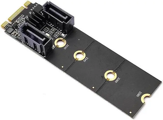 Alt view image 3 of 6 - NGFF M2 NVME to SATA3.0 6Gb Card Adapter M.2 Key-M PCIE NVME to Dual SATA 3.0 Expanion Card Riser Converter JMB582 PCIE 3.0 Chip