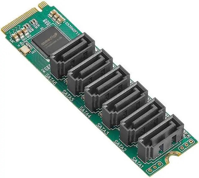 Alt view image 2 of 6 - NVME TO SATA Expansion Card Adapter Riser M2 NGFF M.2 M Key to 6 Port SATA3.0 HDD SSD Controller 6Gb SATA Multiplier Add On Card