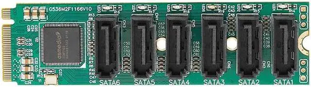 Alt view image 3 of 6 - NVME TO SATA Expansion Card Adapter Riser M2 NGFF M.2 M Key to 6 Port SATA3.0 HDD SSD Controller 6Gb SATA Multiplier Add On Card