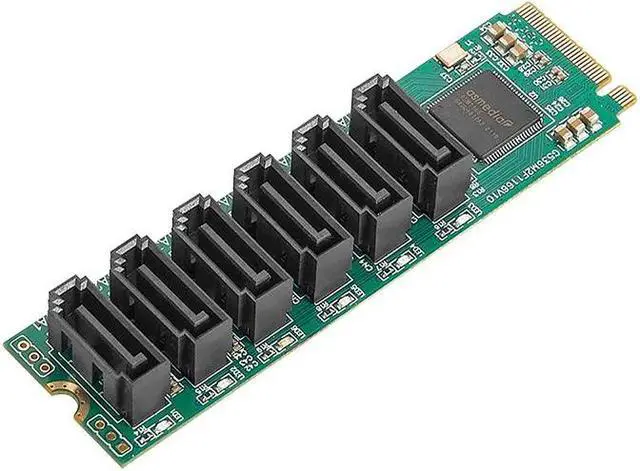 Alt view image 5 of 6 - NVME TO SATA Expansion Card Adapter Riser M2 NGFF M.2 M Key to 6 Port SATA3.0 HDD SSD Controller 6Gb SATA Multiplier Add On Card