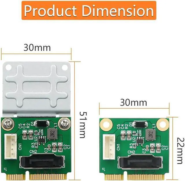 Alt view image 4 of 6 - Add On Cards MSATA to SATA 2.5inch Adapter 5V Power Supply with Cable mSATA to SATA 2.5" Riser w/ Mini Card Half to Full Bracket