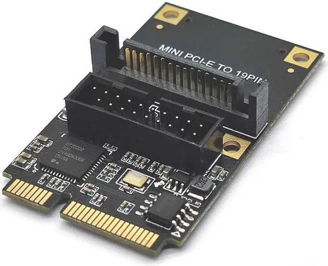 Alt view image 4 of 7 - Mini PCIE to 19Pin USB3.0 Riser Board Expansion Card 2Port USB 3.0 USB3.2 GEN1 5Gbps Adapter Controller 4Pin/SATA Power NEC Chip
