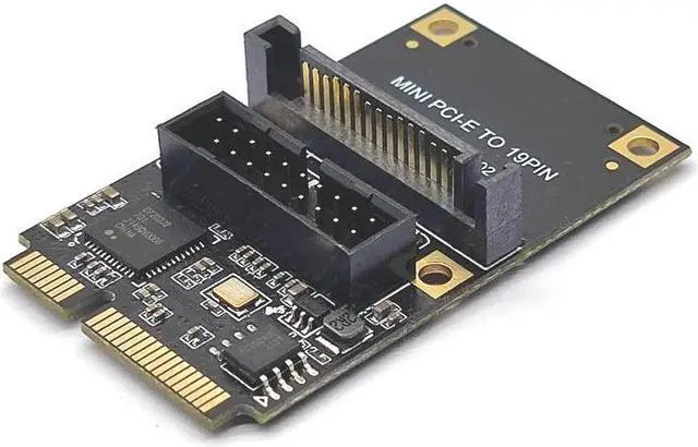 Alt view image 6 of 7 - Mini PCIE to 19Pin USB3.0 Riser Board Expansion Card 2Port USB 3.0 USB3.2 GEN1 5Gbps Adapter Controller 4Pin/SATA Power NEC Chip