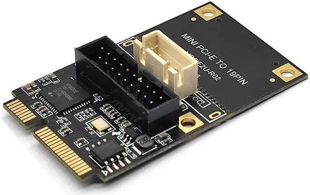 Alt view image 3 of 7 - Mini PCIE to 19Pin USB3.0 Riser Board Expansion Card 2Port USB 3.0 USB3.2 GEN1 5Gbps Adapter Controller 4Pin/SATA Power NEC Chip