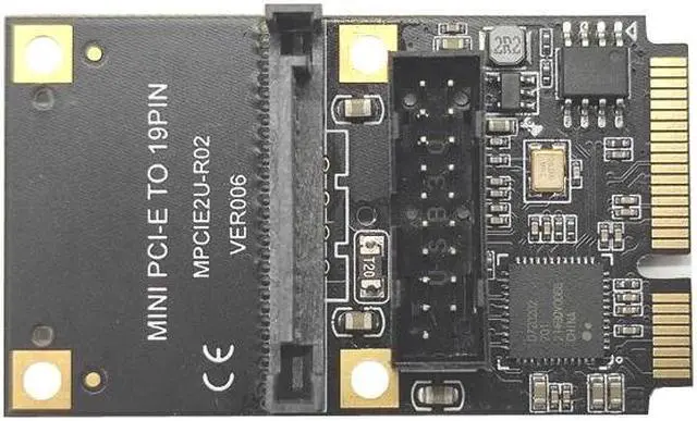 Alt view image 7 of 7 - Mini PCIE to 19Pin USB3.0 Riser Board Expansion Card 2Port USB 3.0 USB3.2 GEN1 5Gbps Adapter Controller 4Pin/SATA Power NEC Chip