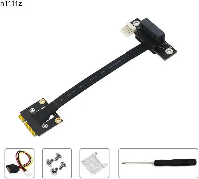 Main image of Add On Cards 270 Degree Mini PCIe To PCI-E 1X Adapter Cable Mini PCI Express to PCI-E X1 Riser 4Pin Power Connector for Extender