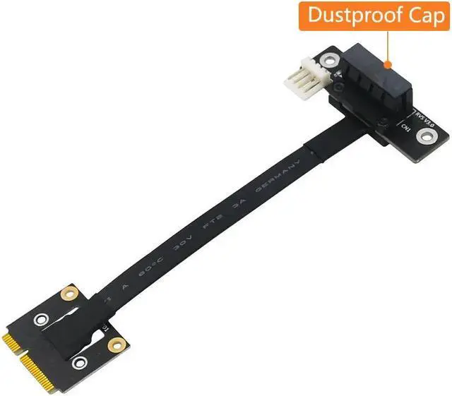 Alt view image 3 of 6 - Add On Cards 270 Degree Mini PCIe To PCI-E 1X Adapter Cable Mini PCI Express to PCI-E X1 Riser 4Pin Power Connector for Extender