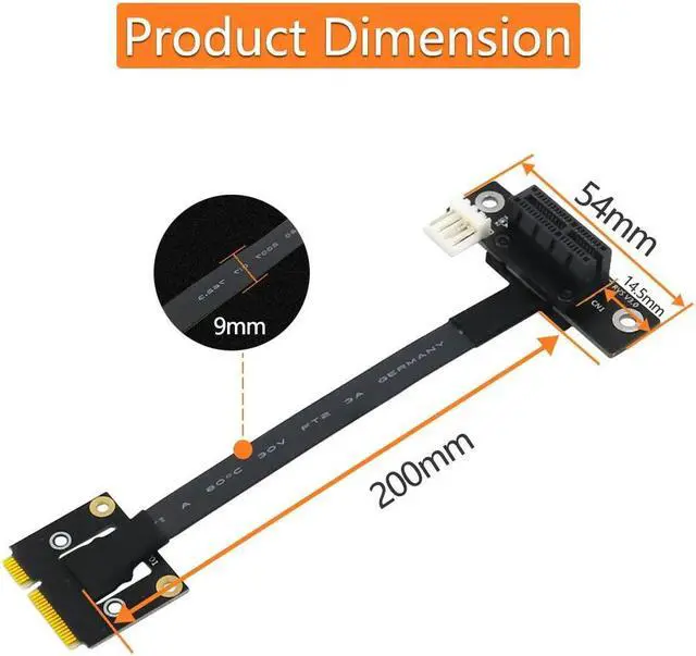 Alt view image 6 of 6 - Add On Cards 270 Degree Mini PCIe To PCI-E 1X Adapter Cable Mini PCI Express to PCI-E X1 Riser 4Pin Power Connector for Extender