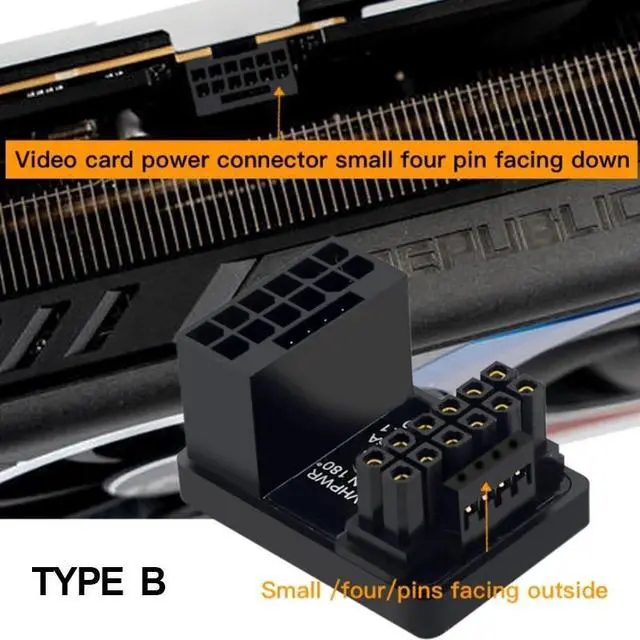 Alt view image 2 of 5 - PCIe5.0 Graphics Card ATX3.0 Power Adapter 12VHPWR 12+4 16Pin 600W Power Supply Adapter Male To Female 180 Degree Turn Connector(Sliver TYPE B)