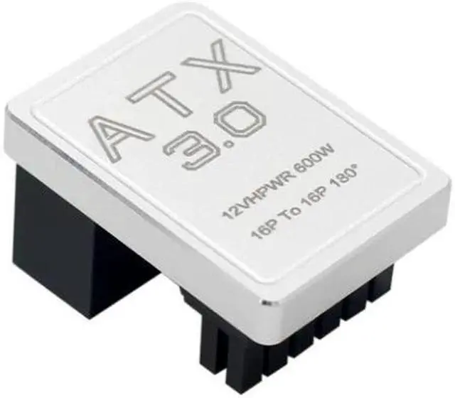 Alt view image 3 of 5 - PCIe5.0 Graphics Card ATX3.0 Power Adapter 12VHPWR 12+4 16Pin 600W Power Supply Adapter Male To Female 180 Degree Turn Connector(Sliver TYPE B)