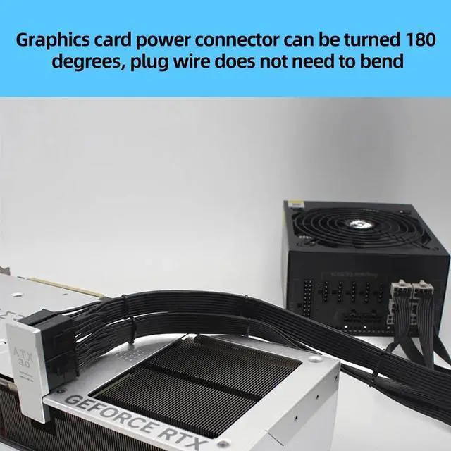 Alt view image 4 of 7 - ATX3.0 Power Adapter Connector 4X 8Pin Female to Male 12VHPWR 12+4P 600W 180° Angled for RTX4090/RTX4080 16GB/12GB Graphics Card(B Silver)