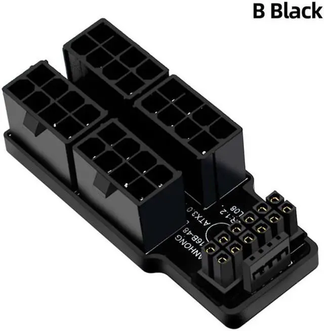 Main image of ATX3.0 Power Adapter Connector 4X 8Pin Female to Male 12VHPWR 12+4P 600W 180° Angled for RTX4090/RTX4080 16GB/12GB Graphics Card(B Black)