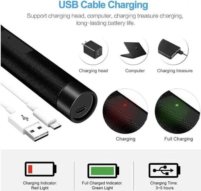 Alt view image 3 of 7 - High Powerful Green Laser Pointer-303 10000m USB Charging Built-in Battery Laser Torch Red Dot Single Starry Burning Match
