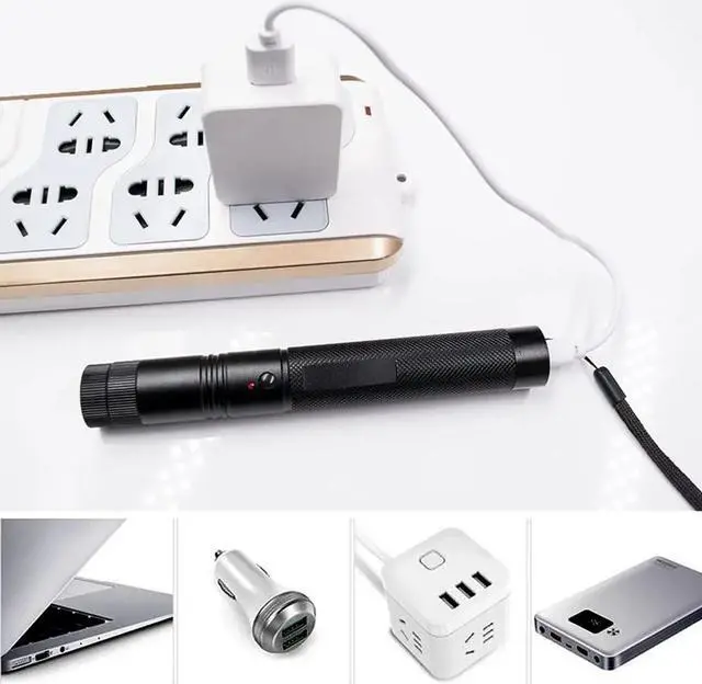 Alt view image 4 of 7 - High Powerful Green Laser Pointer-303 10000m USB Charging Built-in Battery Laser Torch Red Dot Single Starry Burning Match