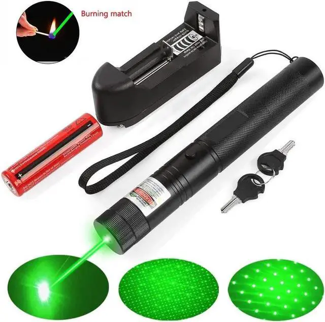 Main image of Green Laser Light Flashlight 532nm Lazer Pointer Adjustable Focus with Visible Torch Lights Burning Match for Camping Hunting