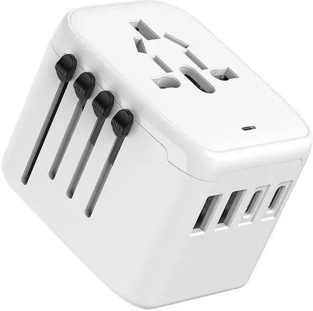 Main image of Travel Adapter, Worldwide All in One Universal Travel Adaptor Wall AC Power Plug Adapter Wall Charger  for USA EU UK AUS Cell Phone Laptop White with 2usb-A+2usb-C charging port