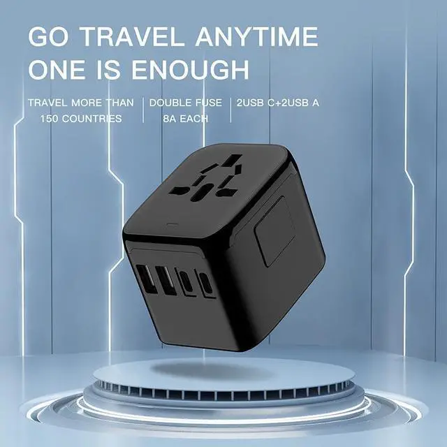 Alt view image 3 of 7 - Travel Adapter, Worldwide All in One Universal Travel Adaptor Wall AC Power Plug Adapter Wall Charger  for USA EU UK AUS Cell Phone Laptop White with 2usb-A+2usb-C charging port