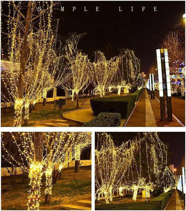 Alt view image 7 of 7 - LED light string Christmas light outdoor starry colored light string holiday decorative light flashing light 100Count 32.8FT