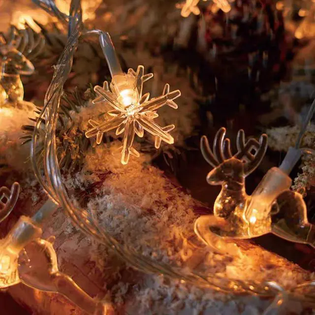 Alt view image 3 of 5 - Christmas LED light string, star atmosphere decoration, small colored light flashing  USB power supply 9.84FT, 20 lights(Elk deer+snowflake)