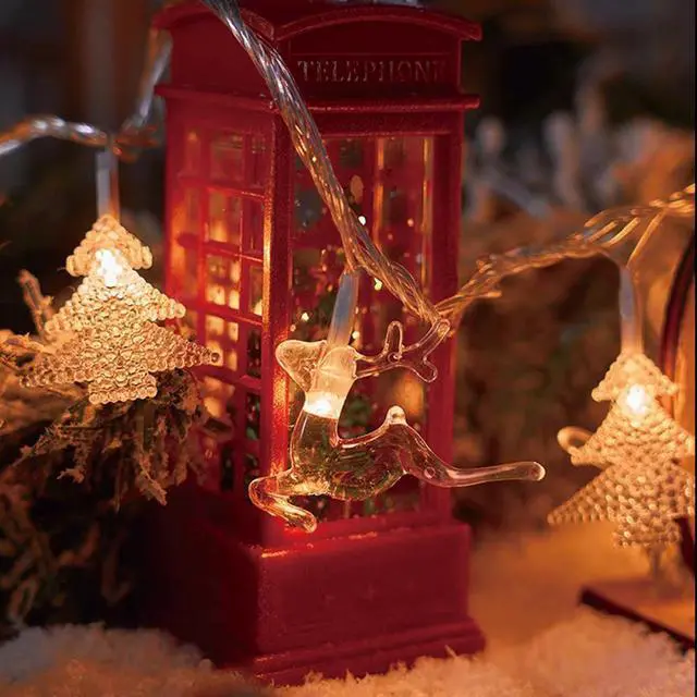 Alt view image 4 of 5 - Christmas LED light string, star atmosphere decoration, small colored light flashing  USB power supply 9.84FT, 20 lights(Elk deer+snowflake)