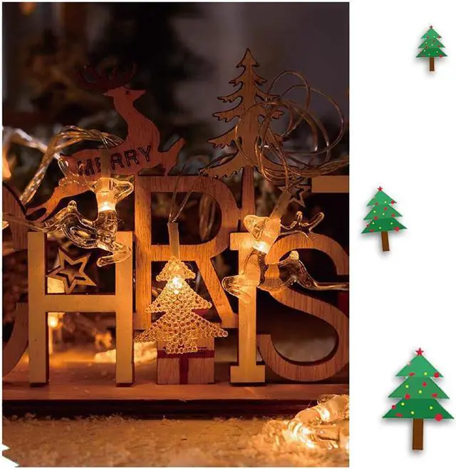 Alt view image 5 of 5 - Christmas LED light string, star atmosphere decoration, small colored light flashing  USB power supply 9.84FT, 20 lights(Elk deer+snowflake)