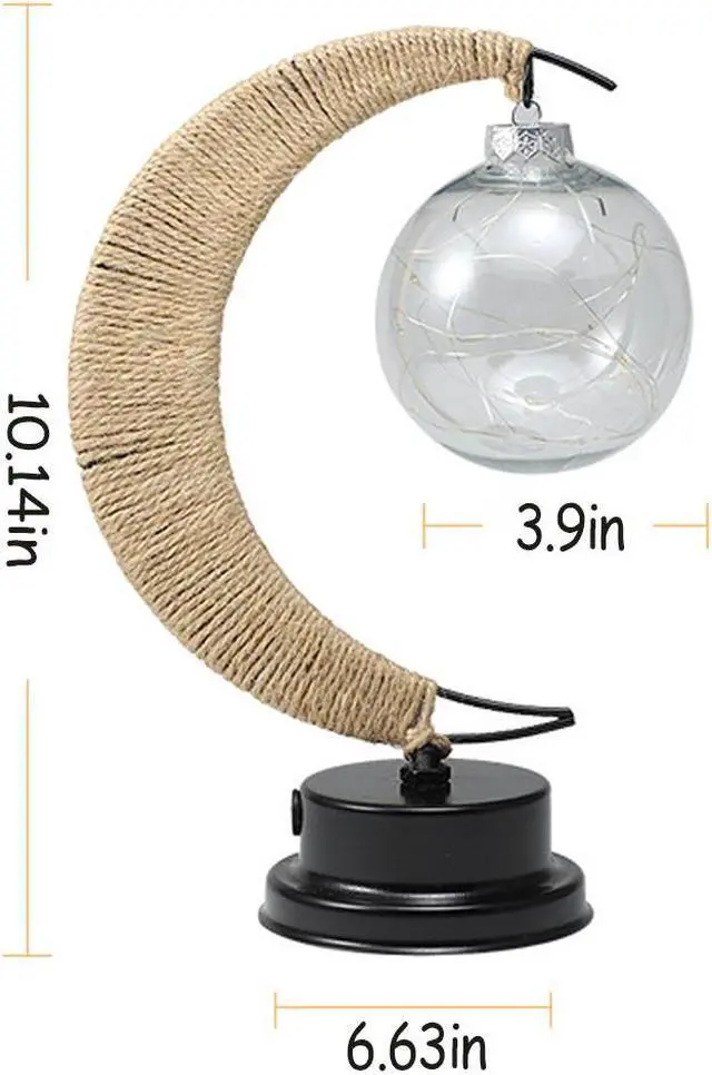 Alt view image 7 of 7 - Table lamp, moon lamp, Christmas LED ball lamp, iron decorative lamp, bedroom lamp, shape lamp(Warm White)