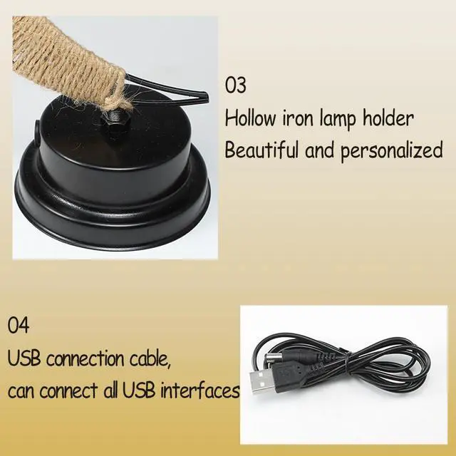 Alt view image 5 of 7 - Table lamp, moon lamp, Christmas LED ball lamp, iron decorative lamp, bedroom lamp, shape lamp(Warm White)