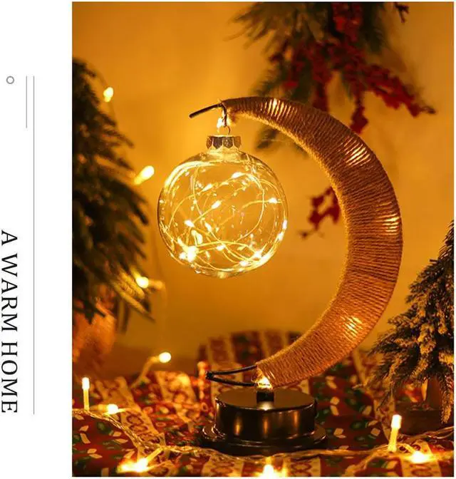 Alt view image 3 of 7 - Table lamp, moon lamp, Christmas LED ball lamp, iron decorative lamp, bedroom lamp, shape lamp(Warm White)