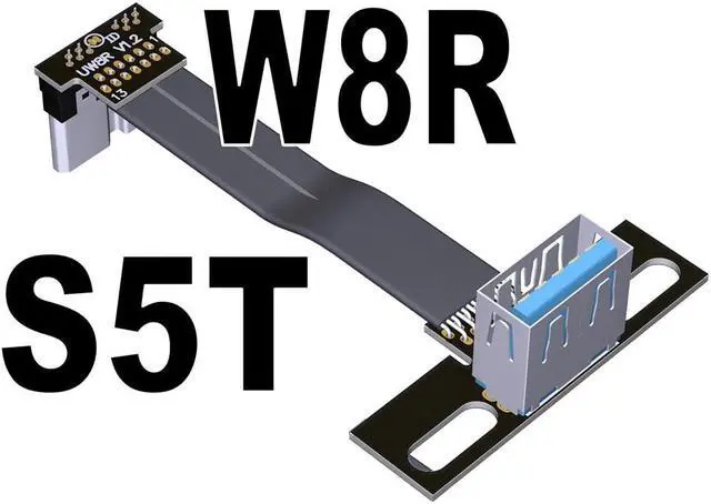 Main image of USB 3.0 Male to Female Flat Connection Cable 90 Degree Adapter Data Cord Type-A to Micro-B Connector 5G/bps High Speed Extension(S5T-W8R)(15cm)