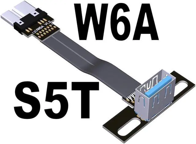 Main image of USB 3.0 Male to Female Flat Connection Cable 90 Degree Adapter Data Cord Type-A to Micro-B Connector 5G/bps High Speed Extension(S5T-W6A)(25cm)