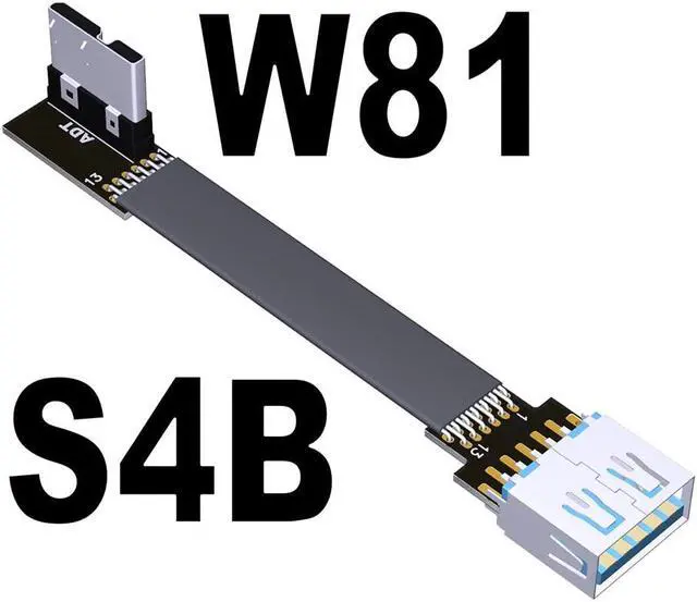Main image of USB 3.0 Male to Female Flat Connection Cable 90 Degree Adapter Data Cord Type-A to Micro-B Connector 5G/bps High Speed Extension(S4B-W81)(25cm)