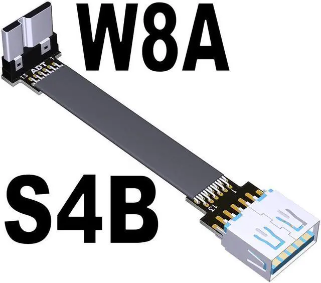 Main image of USB 3.0 Male to Female Flat Connection Cable 90 Degree Adapter Data Cord Type-A to Micro-B Connector 5G/bps High Speed Extension(S4B-W8A)(25cm)