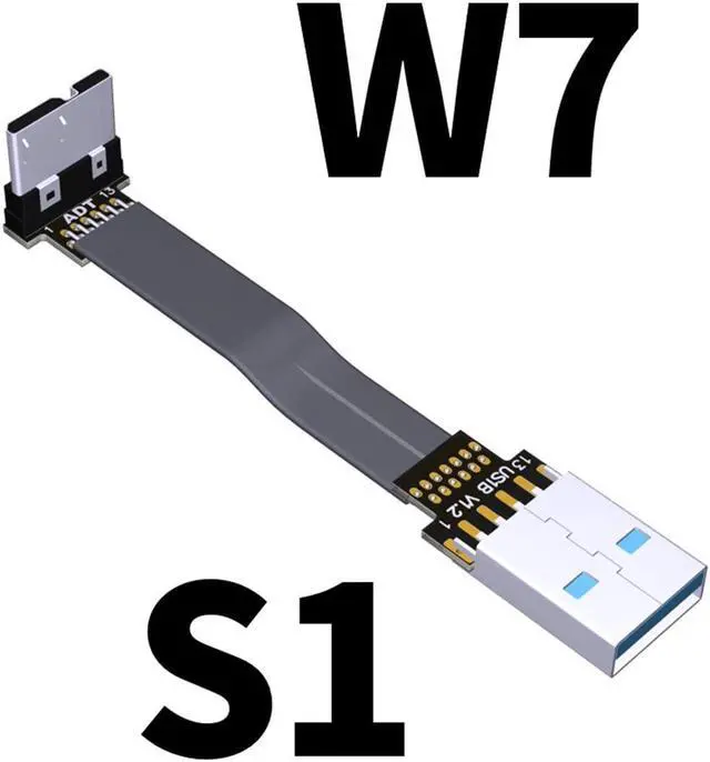Main image of ADT-Link S-W Aerial Shield USB 3.0 Flat Ribbon Cable FFC FPV USB3.0 Micro B Angled Male to Female Foldable Axial Elbow Cable(S1-W7)(15cm)