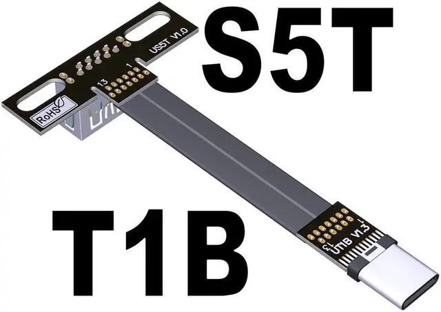 Main image of USB 3.1 USB-C Male to USB-A Female Extension Cable 10G/bps Type-C to Type-A 90 Degree Angle for PC Chassis Built-in Adapter Cord(T1B-S5T)(15cm)