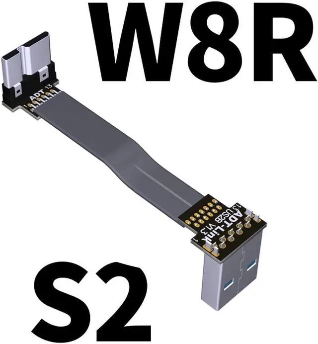 Main image of ADT-Link S-W Aerial Shield USB 3.0 Flat Ribbon Cable FFC FPV USB3.0 Micro B Angled Male to Female Foldable Axial Elbow Cable(S2-W8R)(15cm)