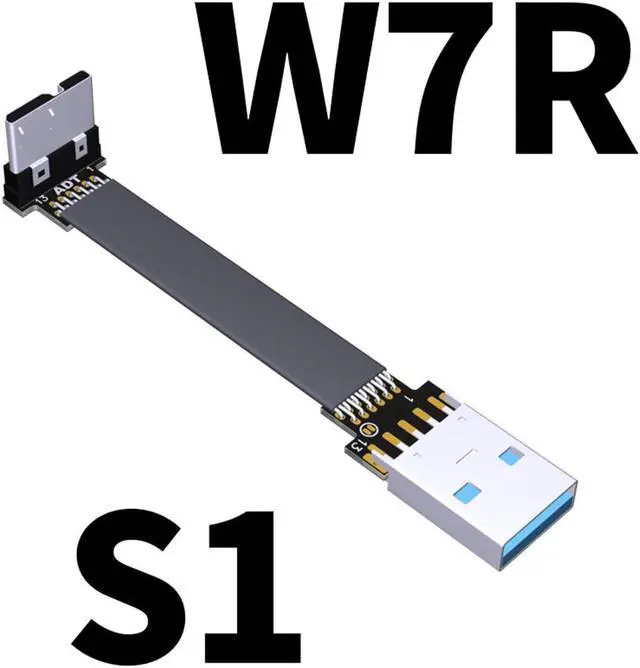 Main image of ADT-Link S-W Aerial Shield USB 3.0 Flat Ribbon Cable FFC FPV USB3.0 Micro B Angled Male to Female Foldable Axial Elbow Cable(S1-W7R)(15cm)
