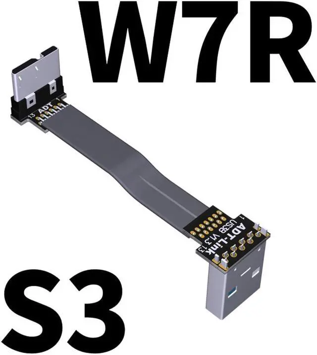 Main image of ADT-Link S-W Aerial Shield USB 3.0 Flat Ribbon Cable FFC FPV USB3.0 Micro B Angled Male to Female Foldable Axial Elbow Cable(S3-W7R)(15cm)