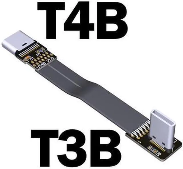 Main image of ADT USB 3.1 Type-C Male to Type C Female Up/Down Angle USB Data Sync Charge Cable USB-C Connector Adapter FPC FPV Flat Cord(T3B-T4B)(25cm)