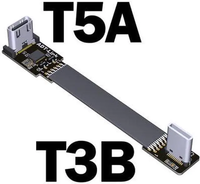 Main image of ADT USB 3.1 Type-C Male to Type C Female Up/Down Angle USB Data Sync Charge Cable USB-C Connector Adapter FPC FPV Flat Cord(T3B-T5A w Chip)(15cm)