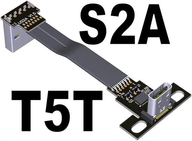 Main image of USB 3.1 Type C to Type A Male to Femal Flat Ribbon Extension Cable 10G/bps USB3.1 USB-C USB-A Chassis FPC FPV Adapter w/ Baffle(T5T-S2A With chip)(25cm)