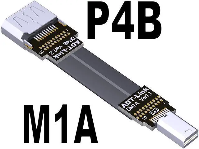 Main image of FPV Mini DisplayPort Extension Cable Mini-DP to DP 4K 60Hz 1.2V Adapter Display Port Ribbon Flat Thin Bendable Female Bracket(M1A-P4B)(25cm)