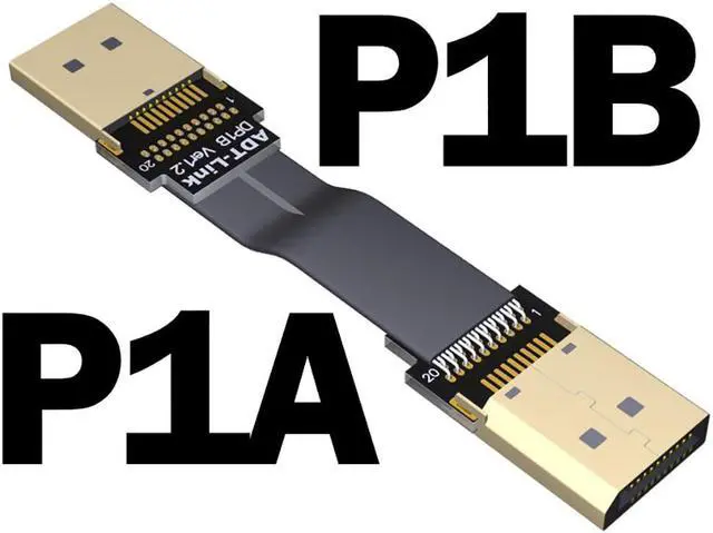 Main image of DP to DP Male to Male Extension Cable Displayport-compatible DP1.2 Adapter Flat Cord for Graphics Card w Gold-plated Connector(P1A-P1B)(15cm)