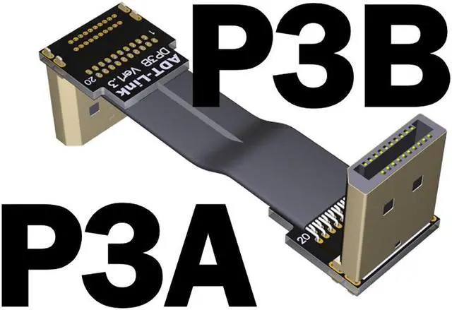 Main image of DP to DP Male to Male Extension Cable Displayport-compatible DP1.2 Adapter Flat Cord for Graphics Card w Gold-plated Connector(P3A-P3B)(25cm)