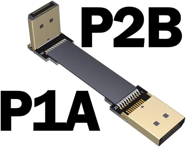 Main image of DP to DP Male to Male Extension Cable Displayport-compatible DP1.2 Adapter Flat Cord for Graphics Card w Gold-plated Connector(P1A-P2B)(25cm)