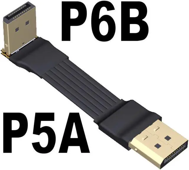 Main image of Shielded DP to DP Male to Male Extension Adapter Cable Displayport-compatible DP1.4 Flat for Graphics Card GPU Video Laptop TV(P5A-P6B)(25cm)