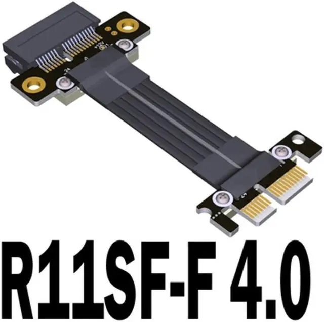 Main image of PCI-E 4.0 X1 Riser Cable Dual 90 Degree PCIe Gen4 x1 to 1x Extension Cable PCI Express Riser Card Ribbon Extender 16G/Bps R11SF(R11SF-F 4.0)(25cm)