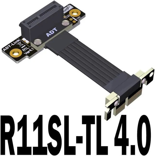 Main image of PCI-E 4.0 X1 Riser Cable Dual 90 Degree PCIe Gen4 x1 to 1x Extension Cable PCI Express Riser Card Ribbon Extender 16G/Bps R11SF(R11SL-TL 4.0)(30cm)